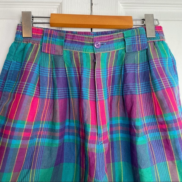 90s Madras Plaid Shorts - Picture 2 of 4